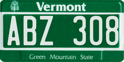 VT license plate ABZ308