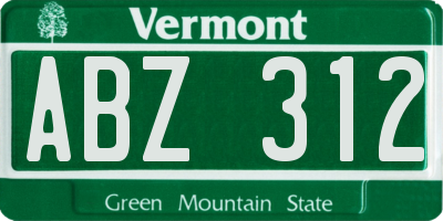 VT license plate ABZ312