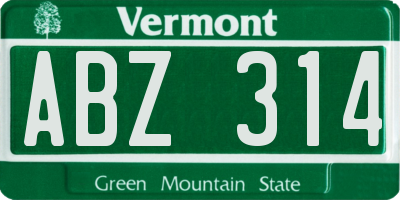 VT license plate ABZ314