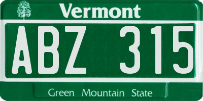 VT license plate ABZ315