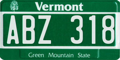 VT license plate ABZ318