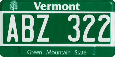 VT license plate ABZ322