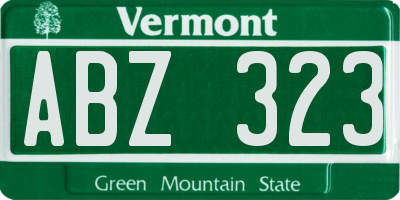 VT license plate ABZ323