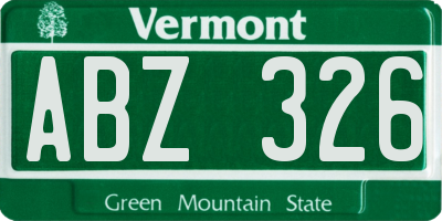 VT license plate ABZ326