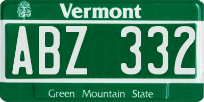 VT license plate ABZ332