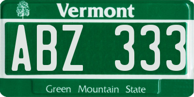 VT license plate ABZ333