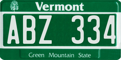 VT license plate ABZ334