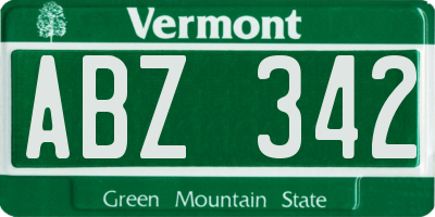 VT license plate ABZ342