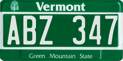 VT license plate ABZ347