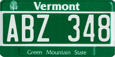 VT license plate ABZ348