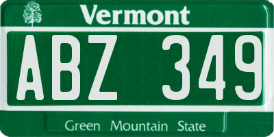 VT license plate ABZ349