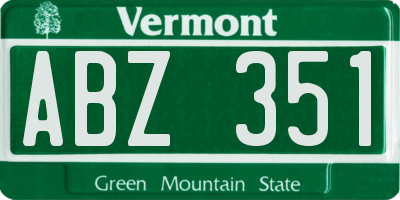 VT license plate ABZ351