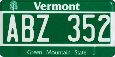 VT license plate ABZ352