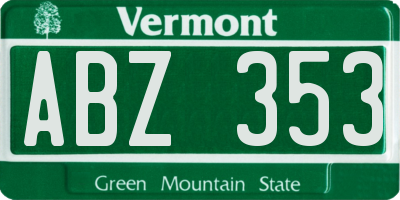 VT license plate ABZ353