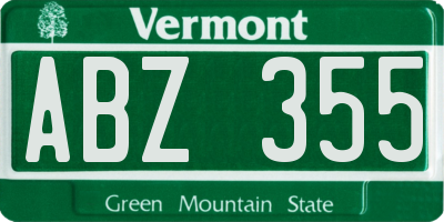 VT license plate ABZ355