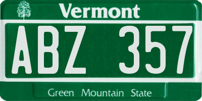 VT license plate ABZ357