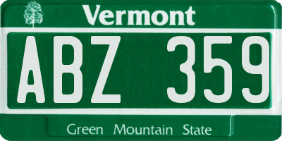 VT license plate ABZ359