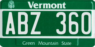 VT license plate ABZ360