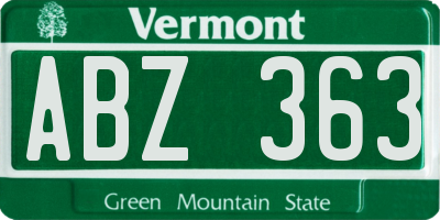 VT license plate ABZ363