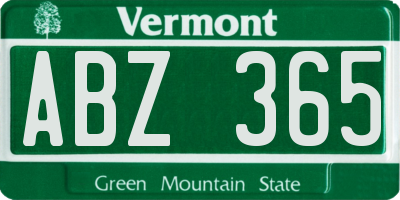 VT license plate ABZ365