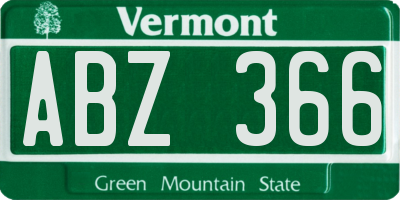 VT license plate ABZ366