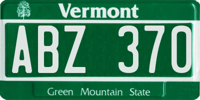 VT license plate ABZ370