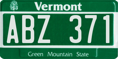 VT license plate ABZ371