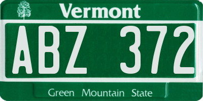 VT license plate ABZ372