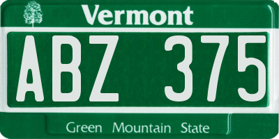 VT license plate ABZ375