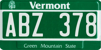 VT license plate ABZ378