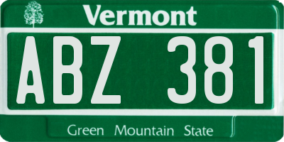 VT license plate ABZ381