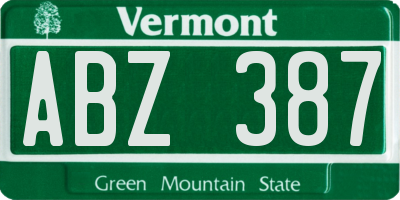VT license plate ABZ387