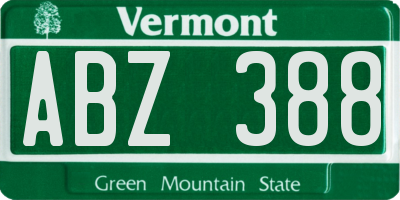 VT license plate ABZ388