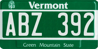 VT license plate ABZ392