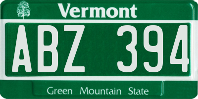 VT license plate ABZ394