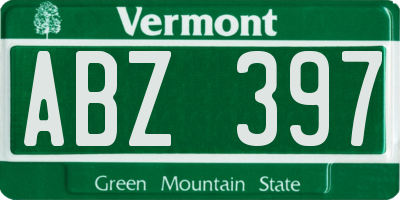 VT license plate ABZ397