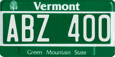 VT license plate ABZ400