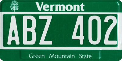 VT license plate ABZ402