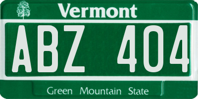 VT license plate ABZ404