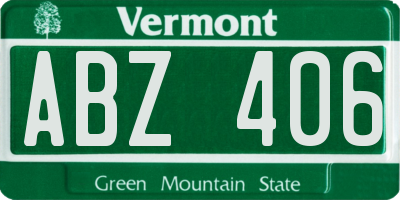 VT license plate ABZ406