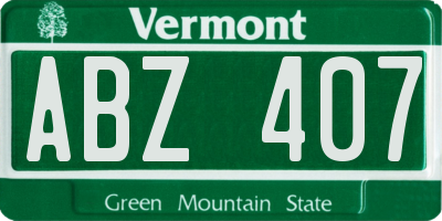 VT license plate ABZ407