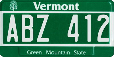 VT license plate ABZ412