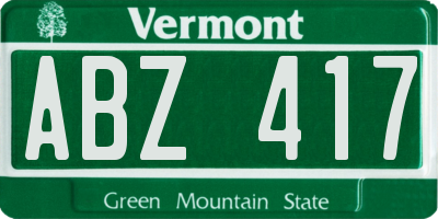 VT license plate ABZ417
