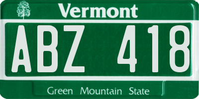 VT license plate ABZ418