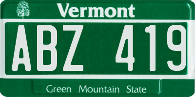 VT license plate ABZ419