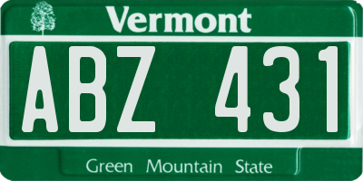 VT license plate ABZ431