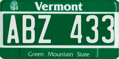 VT license plate ABZ433