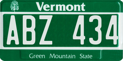 VT license plate ABZ434