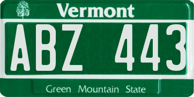 VT license plate ABZ443