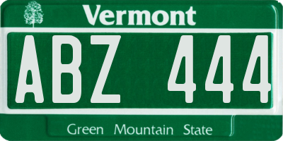 VT license plate ABZ444